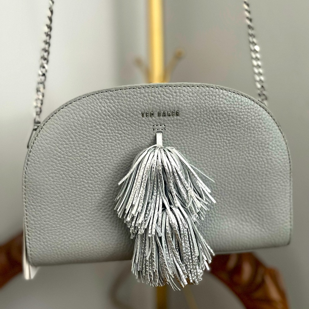 Ted Baker NWT ~ Pom Pom Gray Crossbody Bag